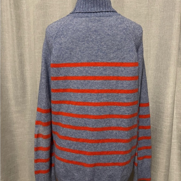 J Crew Sweater-Sz L-Tipped Turtle Neck-River/Sunset Striped-Merino/Alpaca/Poly - Picture 10 of 16